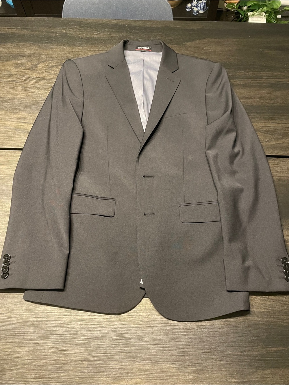 Express Men's Charcoal Gray Two-Button Suit Blazer